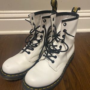White Doc Martens - Smooth Leather Lace-Up